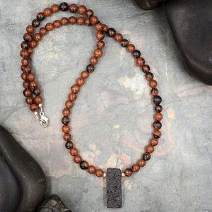 Mahogany Obsidian Aromatherapy Necklace